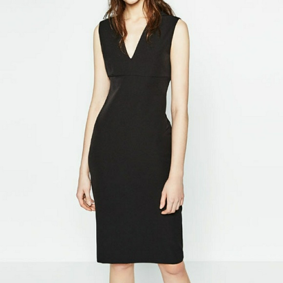 Zara Dresses & Skirts - Zara VNeck Shift Tube Midi Dress